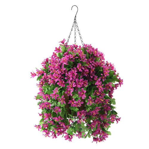 Primrue Fairchild Silk Hanging Basket Arrangement in Basket & Reviews